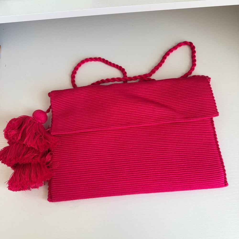 Sh*t That I Knit Pink Tassle Clutch
